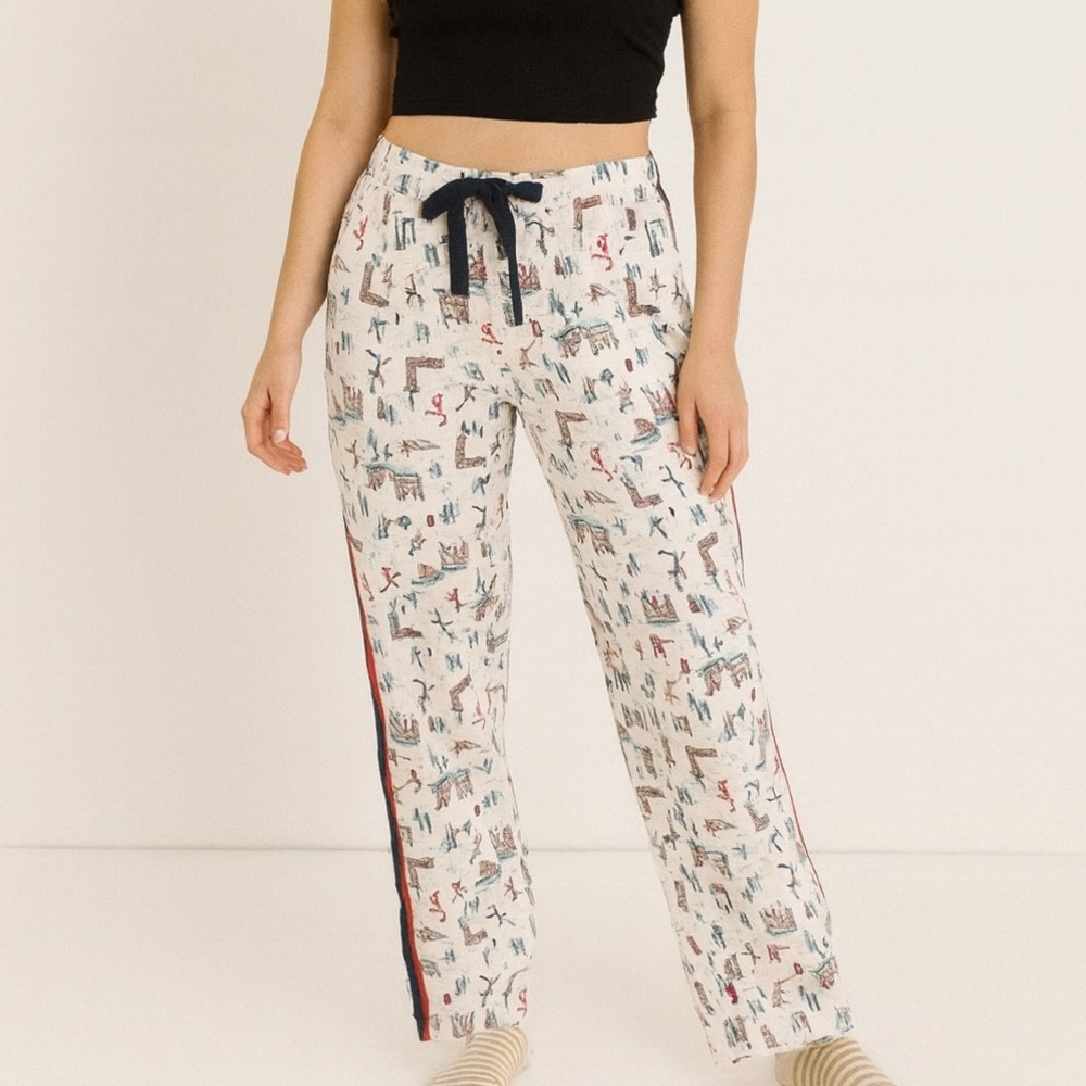 Aerie White Pajama Flannel Winter Ski Christmas Pants PJs